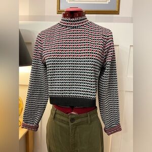 Fabletics Houndstooth Turtleneck Sweater - Black, Red, White Size XL